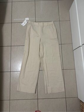 Zara Wide-Leg Cream Beige Pants
